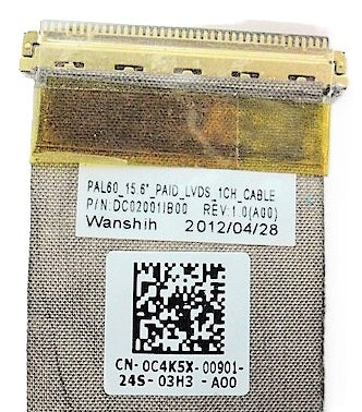 Dell New LCD LVDS Display Video Screen Cable PAL60 15.6 PAID 1CH Latitude E6520 DC02001IB00 0C4K5X C4K5X