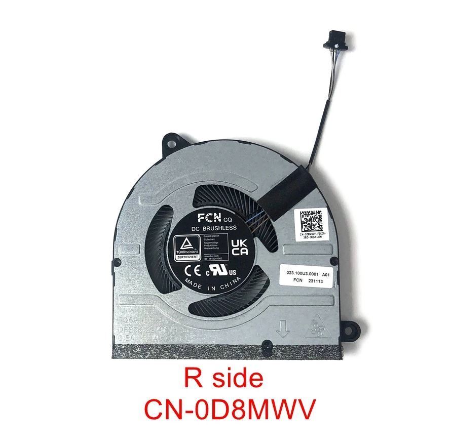 Dell Laptop CPU Cooling Fan for G15 5530 G16 7630 2023 023.100U3.0001 DFS5K12214161H FQ6P D8MWV 0D8MWV New CPU Processor Cooling Fan Right Side DC5V