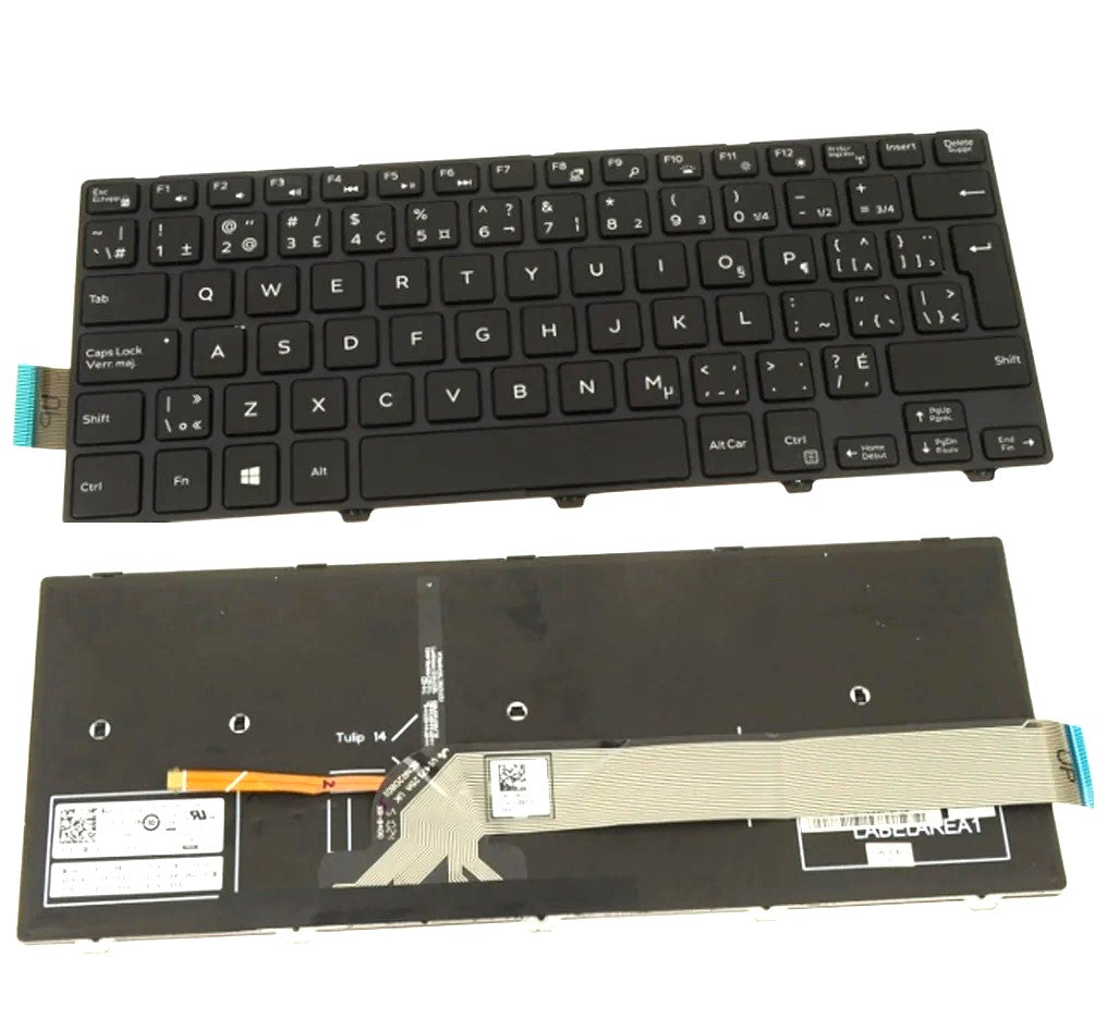 Dell New Keyboard English/French Canadian Bilingual Backlit Inspiron 14 5000 5442 5445 5447 5448 5451 5452 5455 5458 5468 0FT7RM PK131P2B31 PK131P3B31