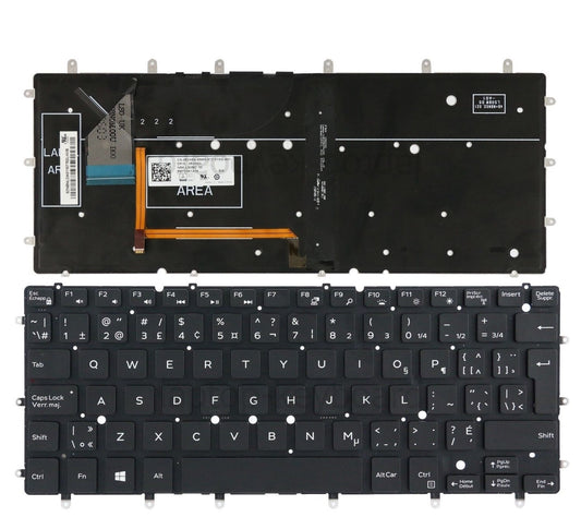 Dell New Keyboard English/French Canadian Bilingual Backlit Inspiron 13 7347 7348 7352 7353 7359 15 7547 7548 Latitude 7347 7348 XPS 13 9342 9343 9350 9360