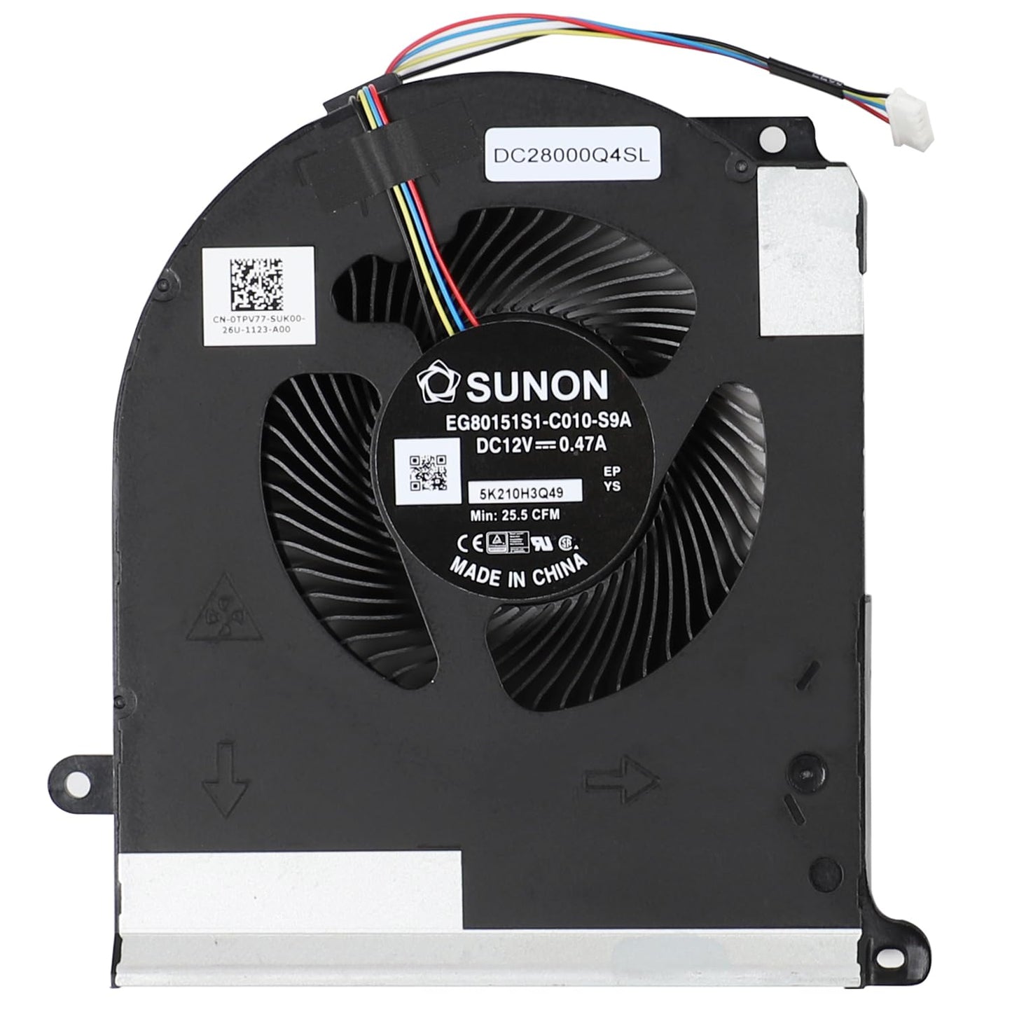Dell Laptop CPU Processor Cooling Fan for AlienWare Area 51m R2 RTX2080 P38E P38E001 TPV77 0TPV77 EG80151S1-C010-S9A DC28000Q4SL New DC12V for RTX2080 GPU Only