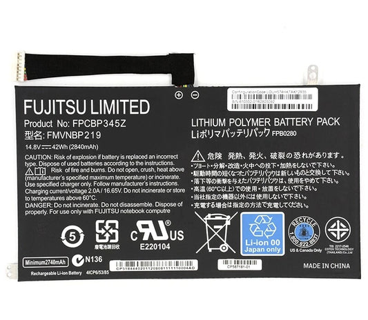 New Genuine Laptop Battery Pack for Fujitsu LifeBook UH552 UH572 FPB0280 FPCBP572 FMVNBP219 FPCBP345Z Original 14.8V 42Wh 2840mAh