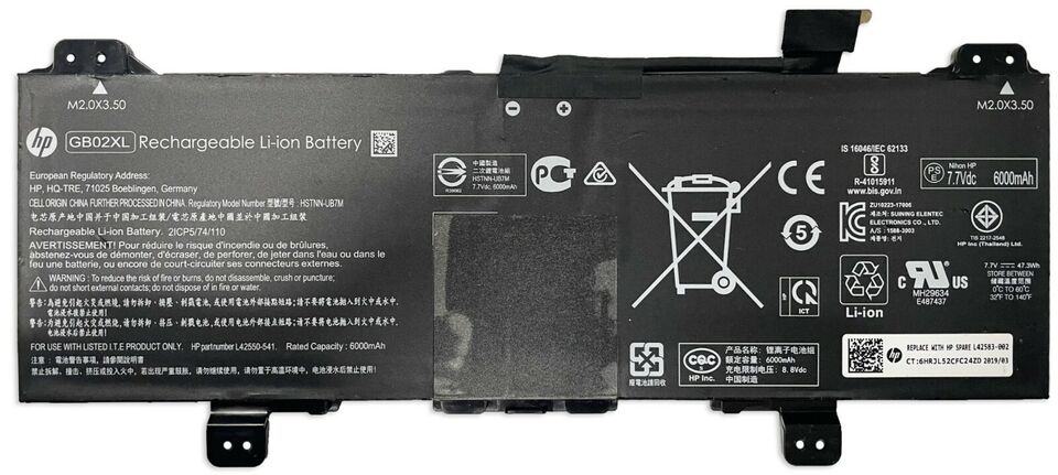 HP Battery for Chromebook 14-DB x360 11 G2 EE 11A G6 G7 G8 EE - GB02XL