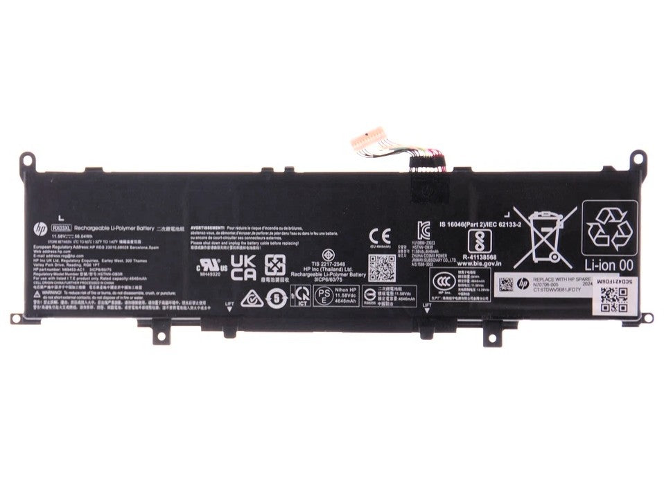 New Genuine Laptop Battery Pack for HP EliteBook 630 640 645 660 G11 ProBook 440 445 460 665 G11 EliteBook 630 G11 900X5AV 900X4AV 900X7AV 900X6AV 900X9AV EliteBook 640 G11 901C9AV 901D0AV 901C9AV 901D2AV 901D1AV EliteBook 645 G11 8Z3M3AV 8Z3M6AV 8Z3M5AV 8Z3M4AV 8Z3M3AV EliteBook 660 G11 902G5AV 902D7AV 902D9AV 902G0AV 902F1AV 902F0AVProBook 465 G11 901H2AV 901H4AV 901H3AV EB630G11 EB640G11 EB645G11 EB660G11 PB440G11 PB445G11 PB460G11 PB665G11 RX03XL RX03048XL N69452-171 N69453-CF1 N70706-005 HSTNN-WB0H TPN