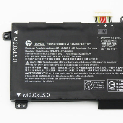 New Genuine Laptop Battery for HP Omen 2020 15-EK 15-EN 15-EK0000 15-EN0000 SD06XL L84392-005 L84356-2C1 HSTNN-DB9U Original Battery Pack 11.55V 70.91Wh 5833mAh