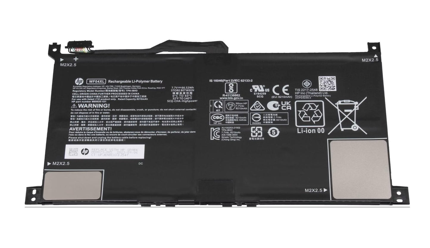 New Genuine Laptop Battery for HP Envy x360 13-BF WF04XL M90073-005 M89926-AC1 M89926-1D1 HSTNN-OB2Y TPN-IB0O 21CP5/52/95-2 Original Battery Pack 7.7V 66.52Wh 8210mAh 4-Cell