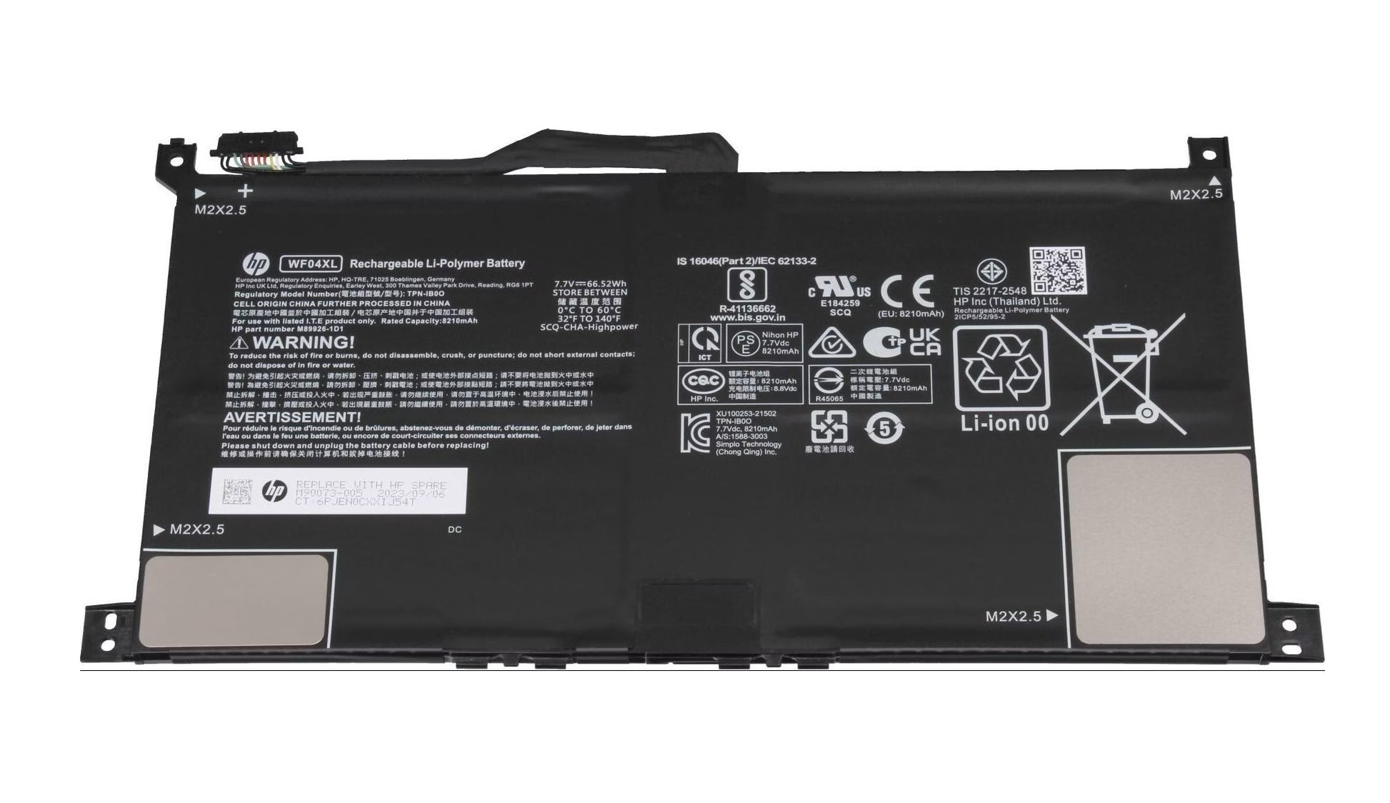 New Genuine Laptop Battery for HP Envy x360 13-BF WF04XL M90073-005 M89926-AC1 M89926-1D1 HSTNN-OB2Y TPN-IB0O 21CP5/52/95-2 Original Battery Pack 7.7V 66.52Wh 8210mAh 4-Cell