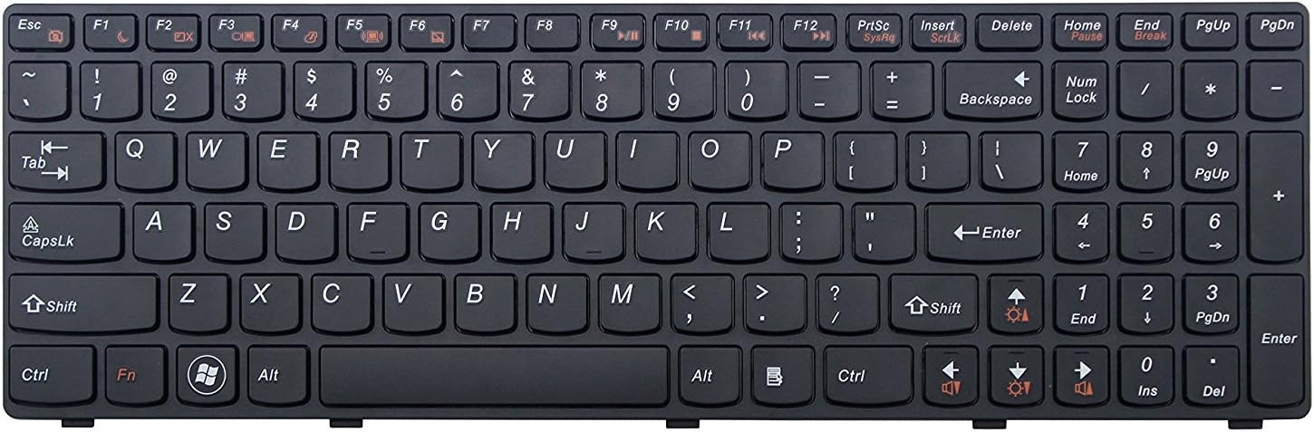Lenovo New Laptop Keyboard US English with Frame for IdeaPad G580 G585 G780 N580 N581 N585 N586 P580 P585 V580 V580C V585 Z580 Z585 25201846 25206659 MP-10A33US-686 V-117020NS1-US 9Z.N5SSQ.Q01 25202446