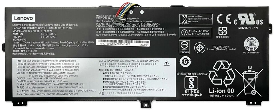 Lenovo Genuine Battery Pack ThinkPad X390 Yoga G1 05CD 07CD L18L3P72