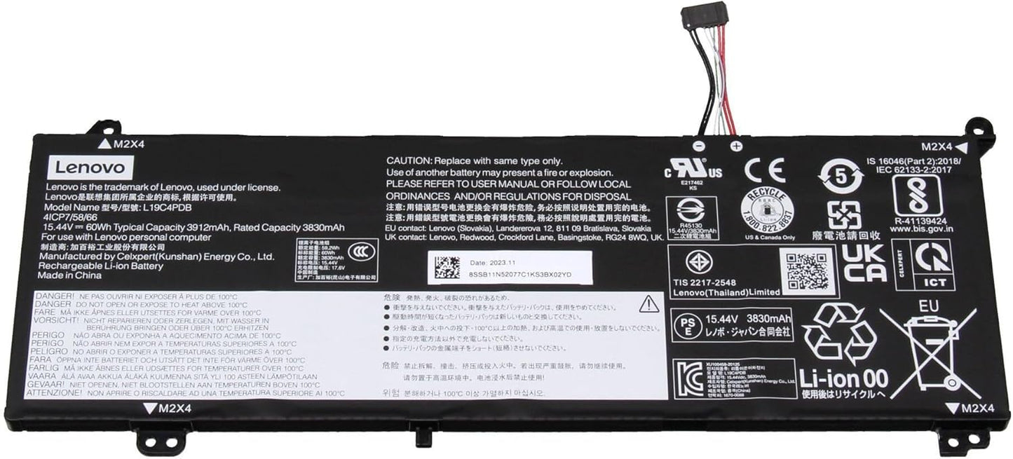 New Genuine Laptop Battery for Lenovo ThinkBook 14 15 Gen 2 G2 ARE ITL ThinkBook 14 15 Gen 3 G3 ACL ITL ThinkBook 14 15 GEN 4 G4 ABA IAP ThinkBook 14s Yoga ITL L19C4PDB L19M4PDB SB10Z21205 5B10Z21209 SB10Z21200 5B10Z21201 5B11C22842 Original Battery Pack 15.44V 60Wh 3912mAh