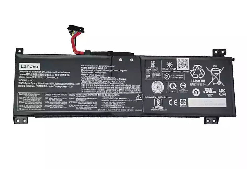 New Genuine Laptop Battery for Lenovo IdeaPad Gaming 3-15ACH6 82K1 82K20015US 82K200UTUS 3-15IHU6 82K2 82K20015US 82K200UTUS Lenovo Legion 5-15ITH6 82JK 5-15ITH6H 82JH 5-15ACH6 82JW 5-15ACH6A 82NW 5-15ACH6H 82JU L20C3PC2 L20D3PC2  L20M3PC2 SB11B96715 SB11B96716 SB11B96717 5B11B96718 5B11B96719 SB11B96720 3ICP4/62/100 Original Battery Pack 11.52V 45Wh 3910mAh 4-Cell