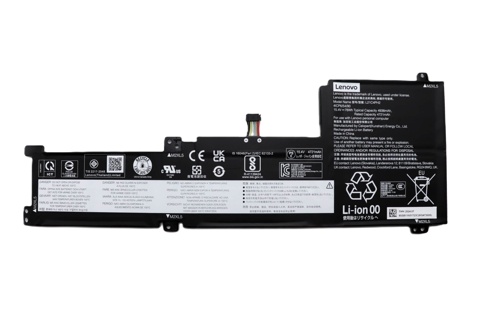 New Genuine Laptop Battery Pack for Lenovo IdeaPad 5-15ABA7 82SG 5-15IAL7 82SF Xiaoxin Air 15 IAL7 2022 L21C4PH2 L21D4PH2 L21L4PH2 L21M4PH2 SB11B53887 SB11F48157 Original 15.36V 72.96Wh 4750mAh