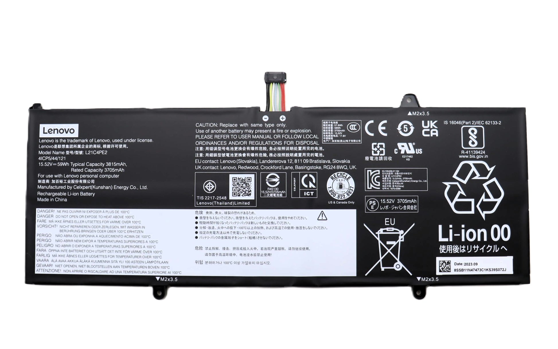 New Genuine Laptop Battery Pack for Lenovo Yoga 6-13ALC7 82UD 6-13ABR8 83B2 L21D4PE1 L21C4PE2 L21M4PE2 SB11F29418 5B11F29421 SB11N47449 5B11N47462 SB11F29412 5B11F29411 SB11N47473 5B11N47428 SB11F29410 5B11F29414 SB11N47471 5B11N47499 Original 15.52V 59Wh 3815mAh 4-Cell