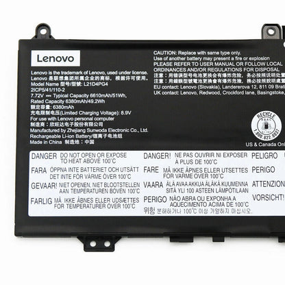 New Genuine Laptop Battery Pack for Lenovo IdeaPad Flex 5 Chrome 14IAU7 82T5 L21D4PG4 L21M4PG4 SB11F99195 SB11F99196 SB11F99197 SB11F99198 Original 7.72V 51Wh 6610mAh 4-Cell