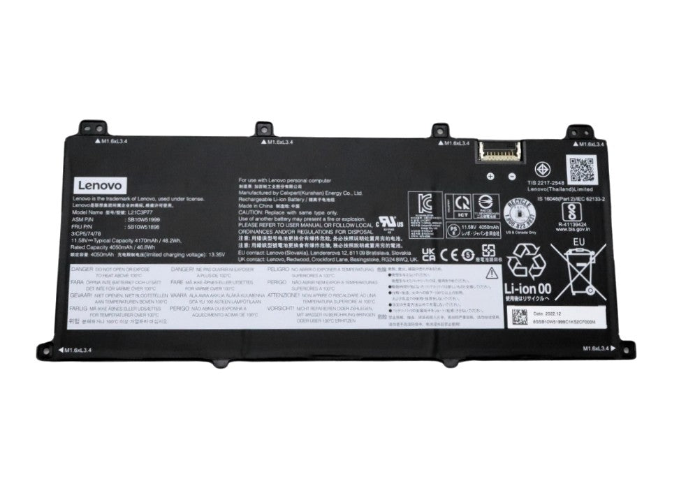 New Genuine Laptop Battery Pack for Lenovo ThinkPad X1 Fold 16 Gen 1 G1 21ES 21ET L21M3P75 L21C3P77 5B10W51897 5B10W51898 Original 11.58V 48.2Wh 4170mAh 3-Cell Larger One