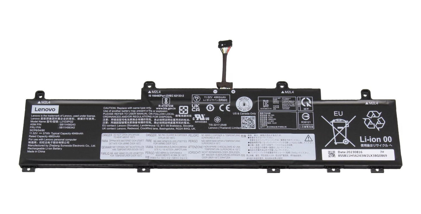 New Genuine Laptop Battery Pack for Lenovo ThinkPad L14 Gen 3 G3 21C1 21C2 21C5 21C6 ThinkPad L14 Gen 4 G4 21H1 21H2 21H5 21H6 ThinkPad L15 Gen 3 G3 21C3 21C4 21C7 21C8 ThinkPad L15 Gen 4 G4 21H3 21H4 21H7 21H8 ThinkPad C14 Gen 1 Chromebook 21C9 21CA L21M3PG2 L21C3PG2 L21D3PG2 Original 11.52V 57Wh 4948mAh 3-Cell