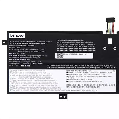 New Genuine Laptop Battery Pack for Lenovo Yoga Slim 9-14IAP7 82T0 82T1 L21M4PH1 L21B4PH1 L21C4PH1 SB11F35901 SB11F35902 5B11F35903 SB11F35904 5B11F35905 5B11F35906 Original 15.52V 75Wh 4833mAh 4-Cell