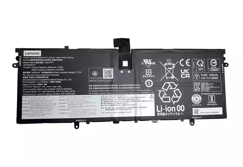 New Genuine Laptop Battery for Lenovo Yoga Slim 7 14APU8 83AA L22C4PF7 L22M4PF7 SB11K56840 SB11K56841 SB11K56842 5B11K56843 5B11N45391 5B11N45416 Original Battery Pack 15.48V 70Wh 4522mAh 4-Cell