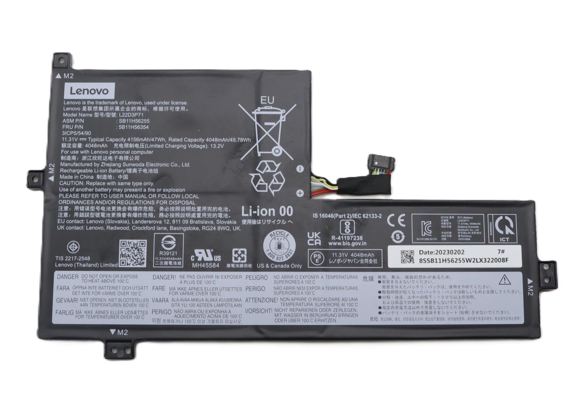 New Genuine Laptop Battery Pack for Lenovo 100w Gen 4 G4 82VK 82VL 300w Yoga Gen 4 G4 82VM 82VN 500w Yoga Gen 4 G4 82VQ 82VR L22D3P72 L22D3P71 SB11H56358 5B11H56357 SB11H56253 5B11H56352 SB11H56254 5B11H56353 L22D3P71 SB11H56255 5B11H56354 5B11H56355 5B11H56356 Original 11.52V 47Wh 4080mAh 3-Cell
