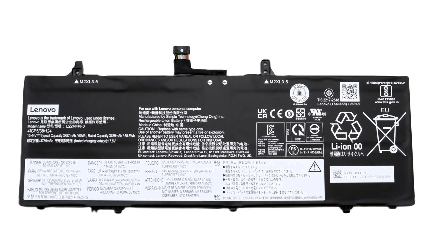 New Genuine Laptop Battery for Lenovo Yoga Slim 6-14APU8 82X3 6-14IAP8 82WU 83C7 6-14IRH8 83E0 6-14IRP8 82WV 7-14IRP8 83A4 L22M4PF0 L22D4PF0 Original Battery Pack 15.44V 60Wh 3887mAh