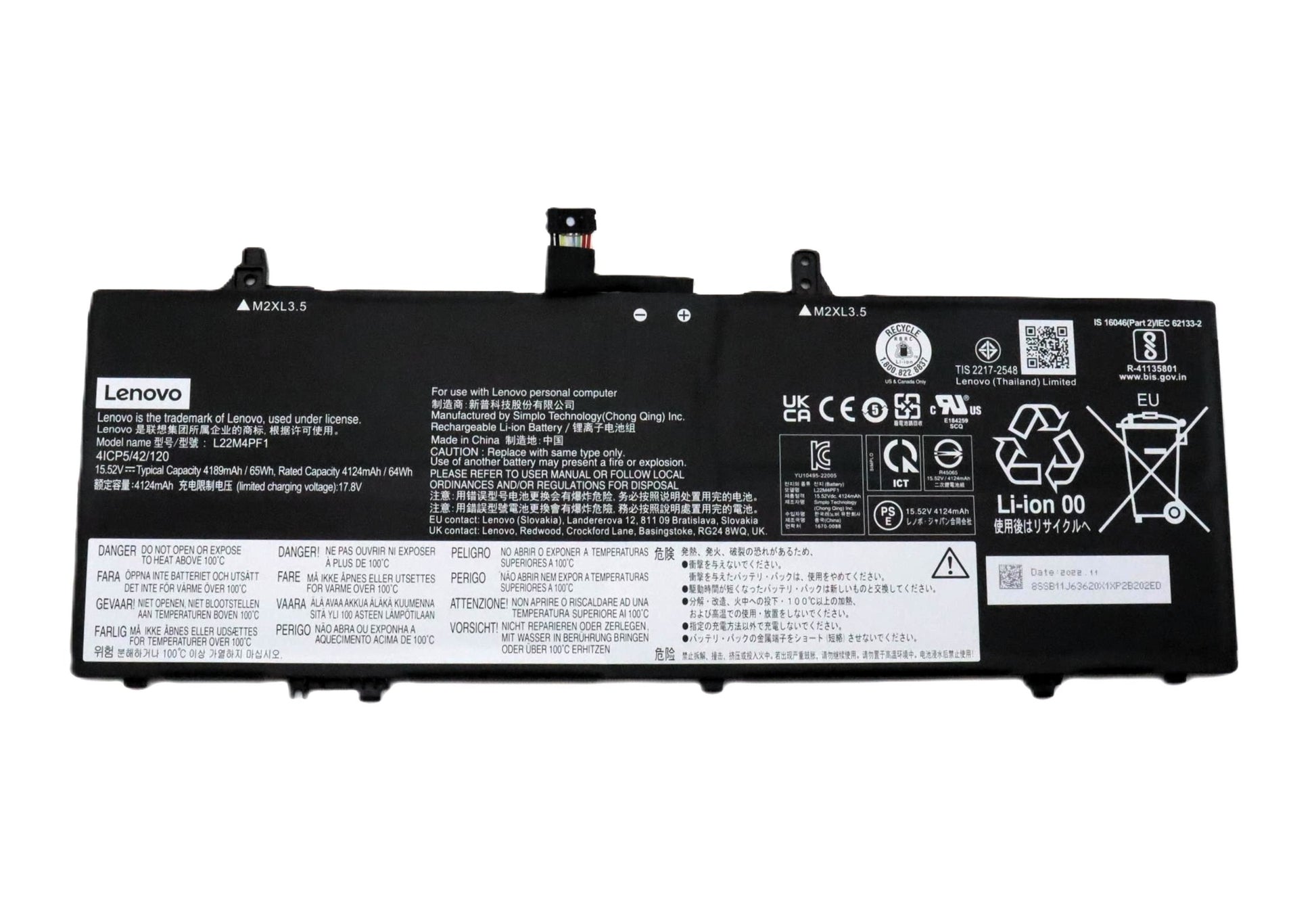 New Genuine Laptop Battery for Lenovo Yoga Slim 6-14APU8 82X3 6-14IRH8 83E0 6-14IRP8 82WV 7-14IMH9 83CV 83D8 7-14IRP8 83A4 L22M4PF1 L22D4PF1 Original Battery Pack 15.52V 65Wh 4189mAh