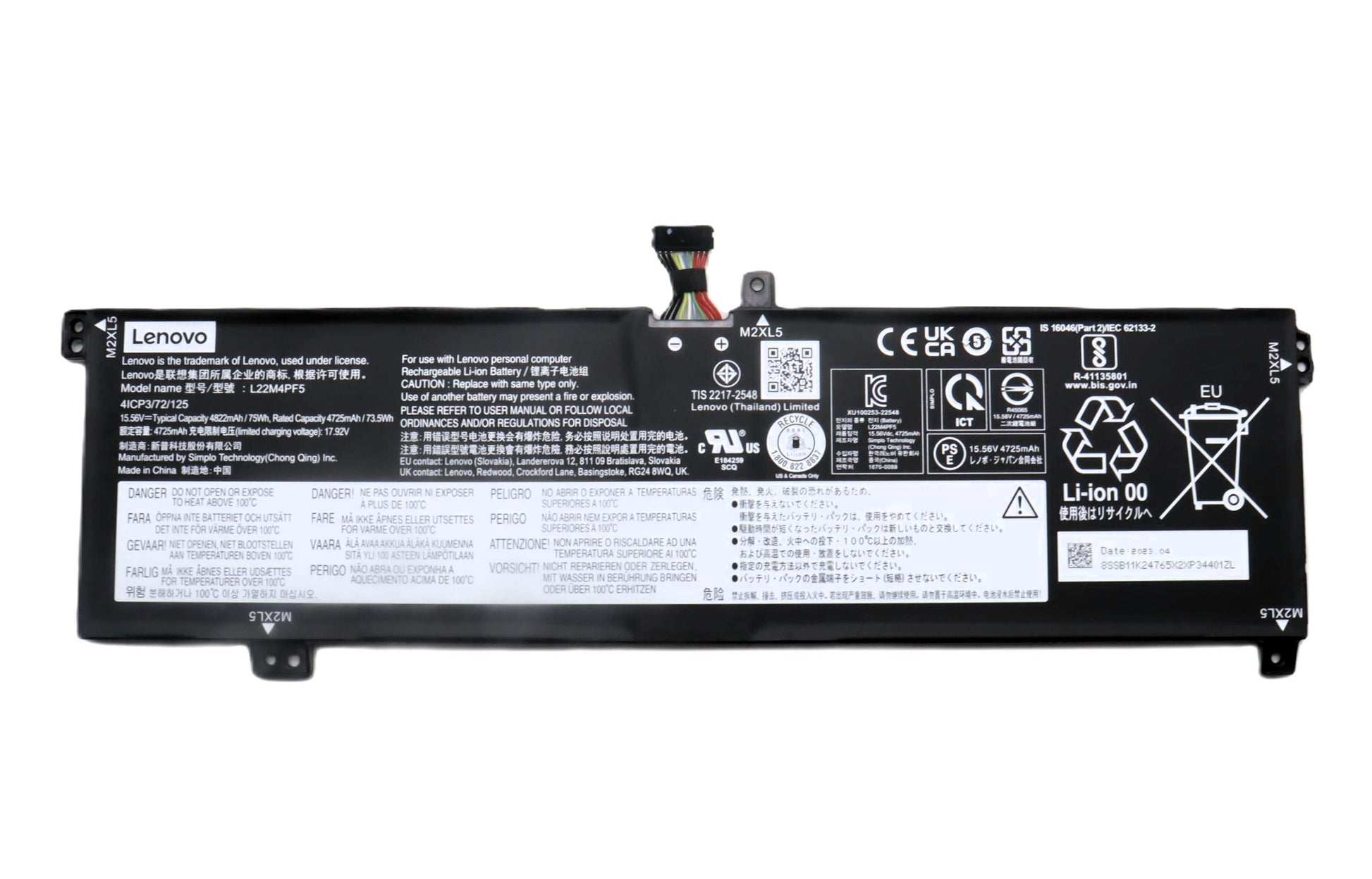 New Genuine Laptop Battery Pack for Lenovo IdeaPad Pro 5 16APH8 83AR 16ARP8 83AS 16IRH8 83AQ Yoga Pro 9 16IRP8 83BY 83C0 L22M4PF5 L22D4PF5 L22X4PF5 5B11K24773 5B11K24768 5B11K24772 5B11N45292 5B11K24775 5B11N45301 5B11N45306 5B11N45339 5B11K24773 Original Battery Pack 15.56V 75Wh 4822mAh 4-Cell