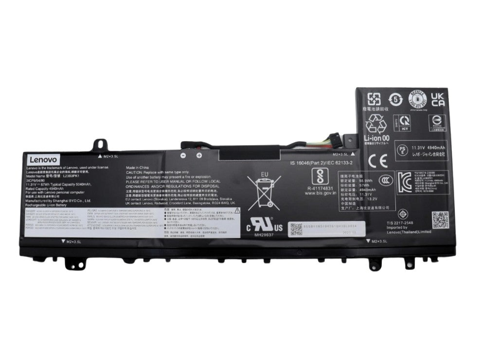 New Genuine Laptop Battery Pack for Lenovo IdeaPad Slim 5-14AHP9 83DB 5-14IMH9 83DA 5-14IRU9 83FV 5-14Q8X9 83HL 5-15IRH9 83G1  5-15IRH9R 83J6 5-15IRU9 83D0 5-16AHP9 83DD 5-16IMH9 83DC 5-16IRU9 83FW L23B3PK1 L23D3PK1 L23M3PK1 L23N3PK1 L23X3PK1 Original 11.31V 57Wh 5040mAh 3-Cell