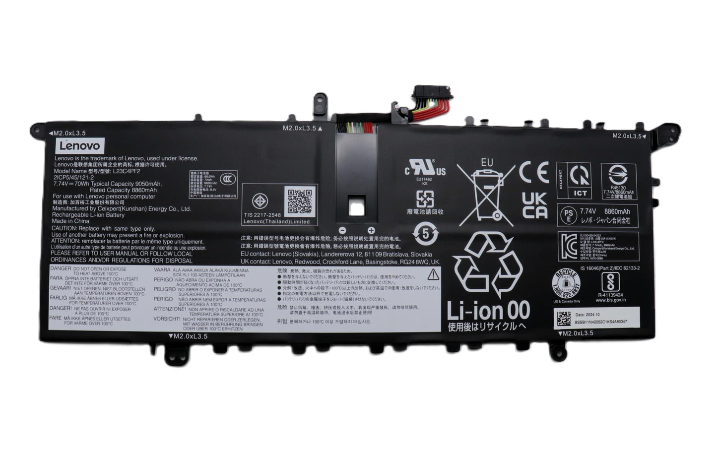 New Genuine Laptop Battery for Lenovo Yoga Slim 7 14Q8X9 83ED L23C4PF2 L23M4PF2 5B11N42049 SB11N42050 SB11N42051 SB11N42052 Original Battery Pack 7.74V 70Wh 9050mAh 4-Cell