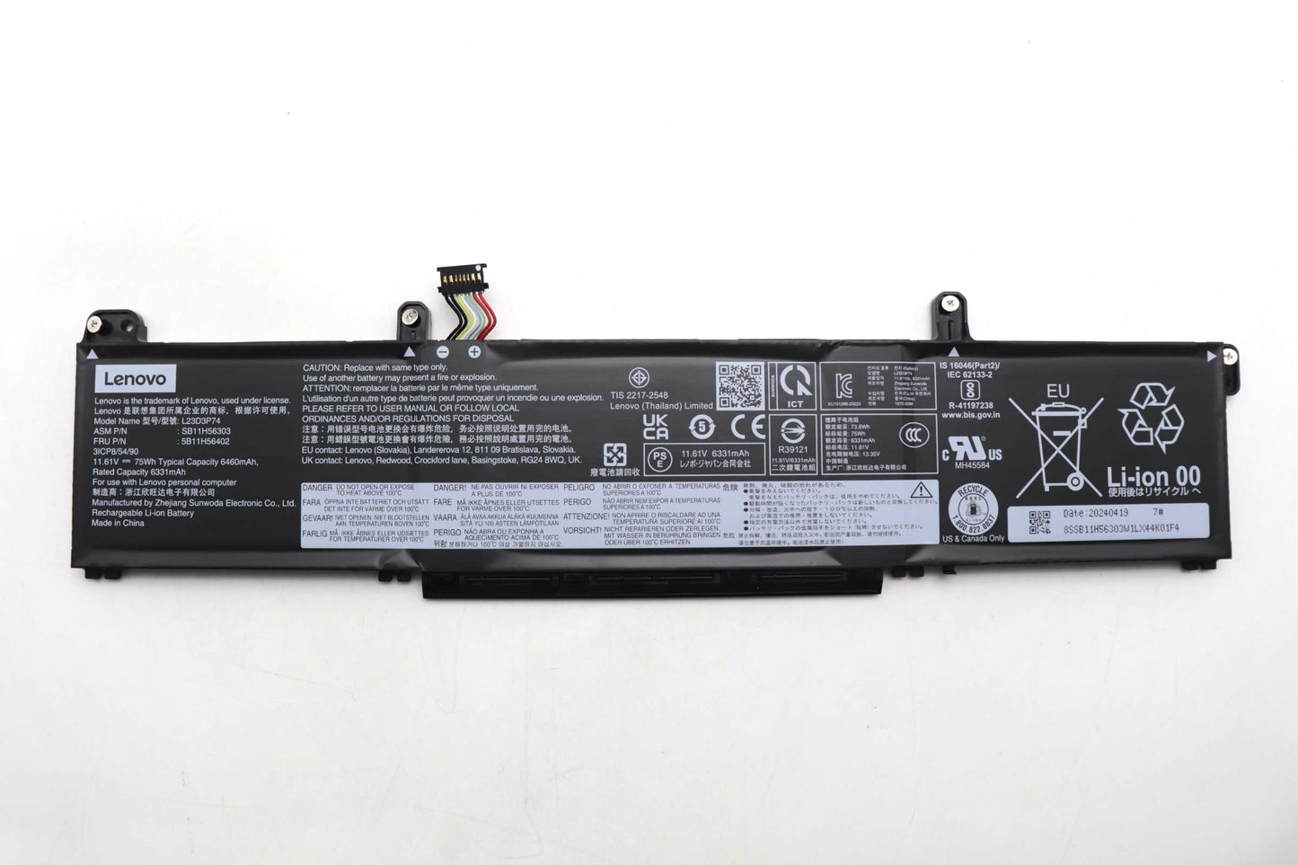 New Genuine Laptop Battery for Lenovo ThinkPad P14s Gen 5 G5 21G2 21G3 ThinkPad P16s Gen 3 G3 21KS 21KT L23D3P74 L23M3P73 Original Battery Pack 11.61V 75Wh 6460mAh 3-Cell