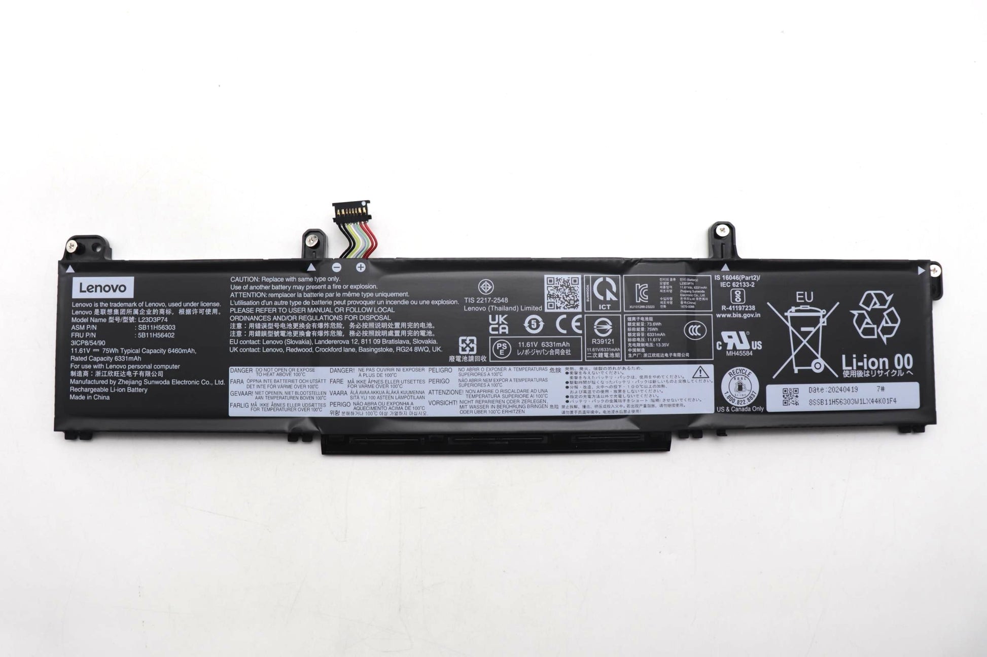 New Genuine Laptop Battery for Lenovo ThinkPad P14s Gen 5 G5 21G2 21G3 ThinkPad P16s Gen 3 G3 21KS 21KT L23D3P74 L23M3P73 Original Battery Pack 11.61V 75Wh 6460mAh 3-Cell
