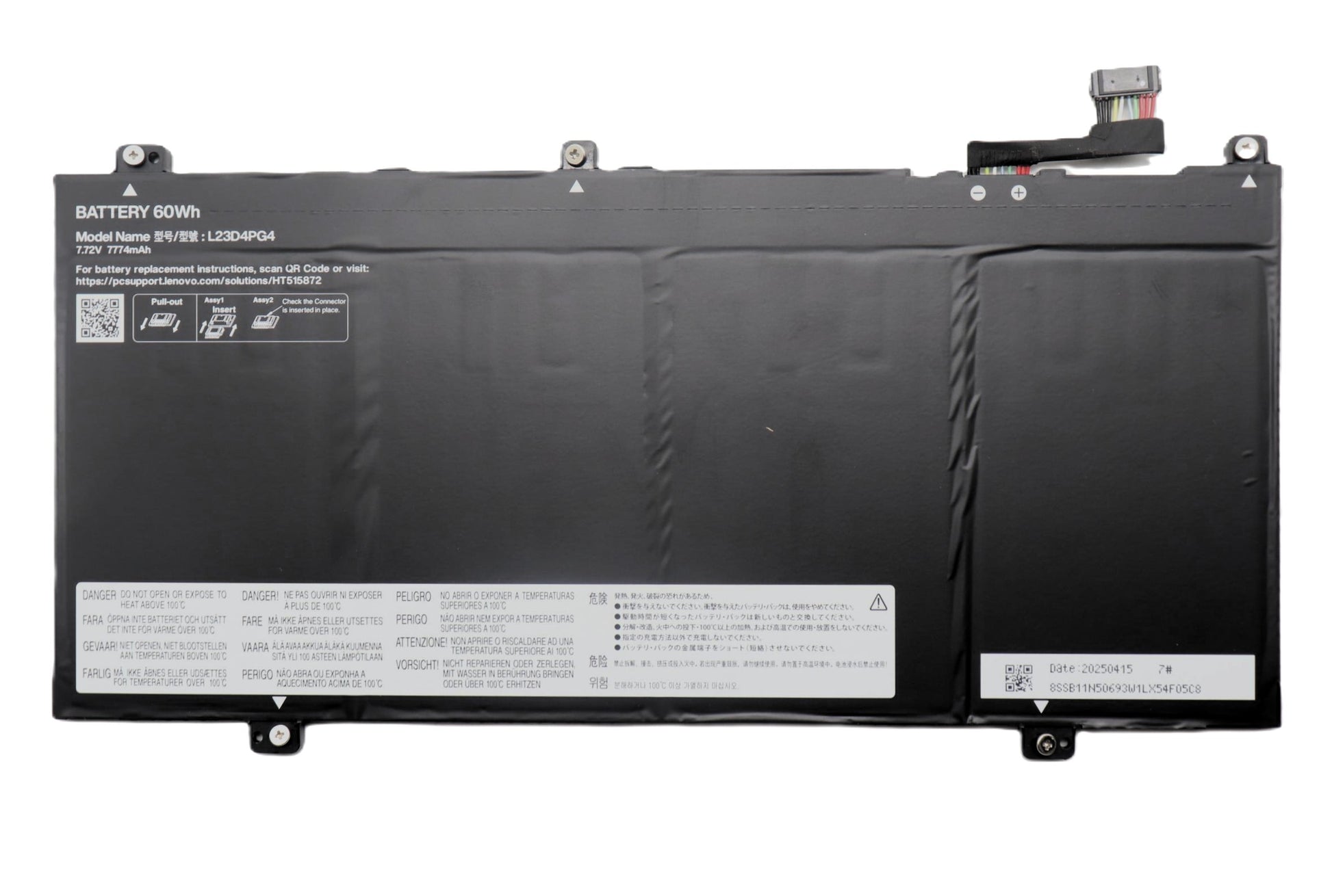 Lenovo Laptop Battery for Chrome 14M9610 83MW 83MX 83MY L23D4PG4 SB11N50693 5B11N50694 5B11N50696 New Genuine Original Battery Pack 7.72V 60Wh 7774mAh 4-Cell