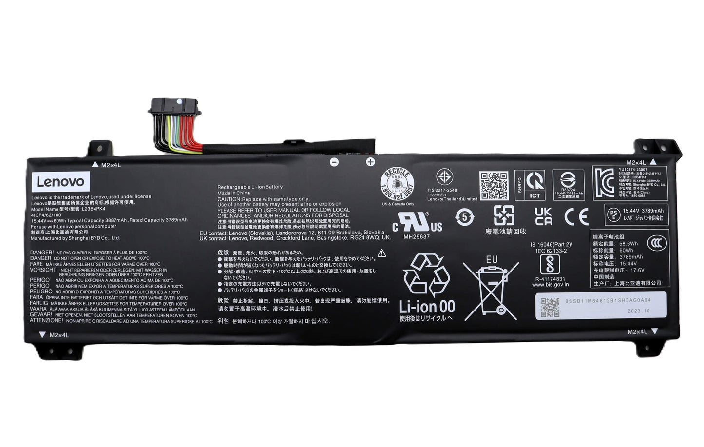 New Genuine Laptop Battery Pack for Lenovo Legion 5-15AHP10 83M0 5-15AKP10 83F1 5-15IAX10 83F0 5-15IRX10 83LY LOQ 15AHP9 83DX 15ARP9 83JC 15IAX9 83GS 15IAX9I 83FQ 15IRX9 83DV 83KH L23D4PK4 L23B4PK4 L23M4PK4 5B11M64608 5B11M64610 SB11M64612 5B11M64614 SB11M64616 SB11M64615 Original 15.44V 60Wh 3887mAh 4-Cell