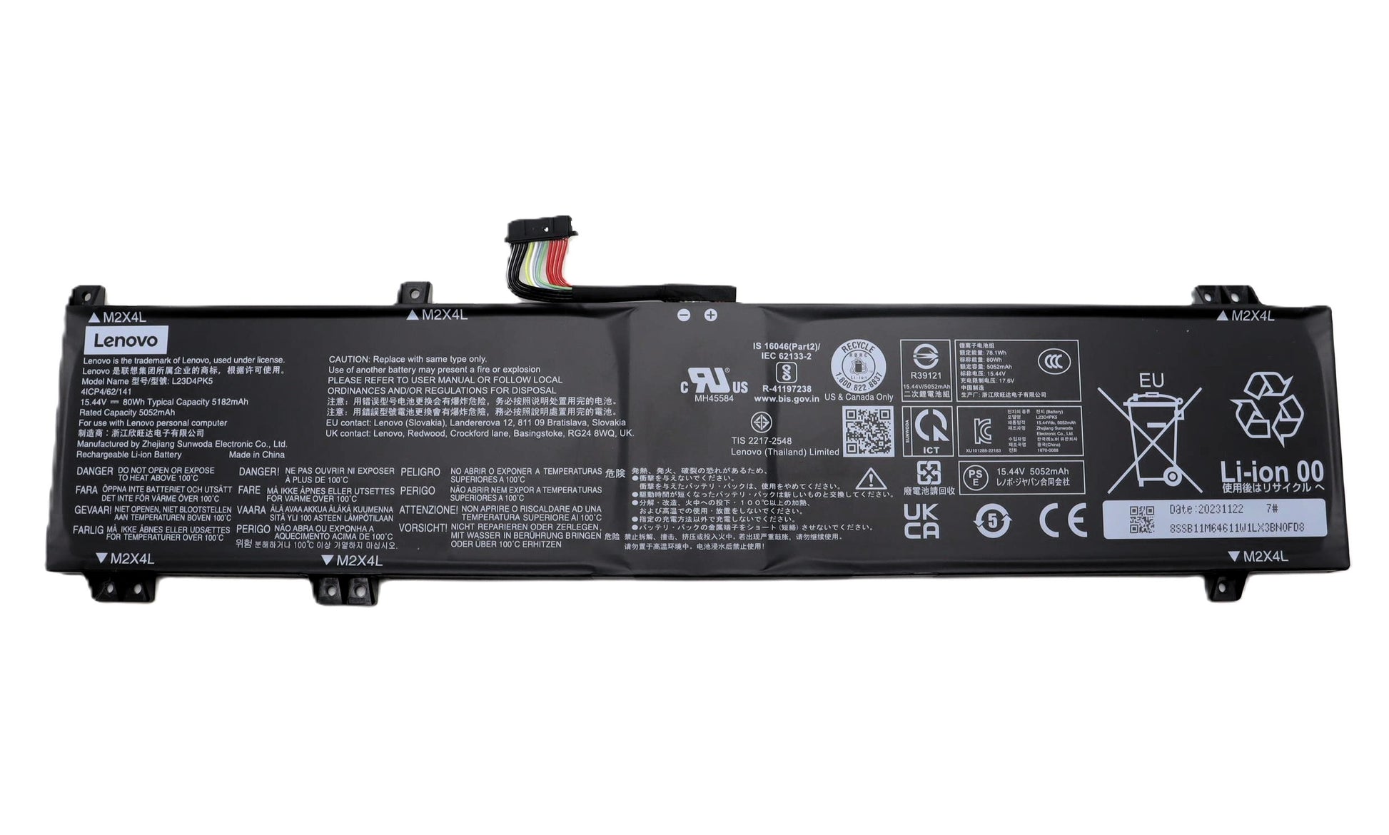 New Genuine Laptop Battery Pack for Lenovo Legion 5 16IRX9 83DG 83EW 5i Gen 9 G9 Y7000P IRX9 2024 L23M4PK5 L23B4PK5 L23C4PK5 L23D4PK5 L23L4PK5 L23X4PK5 5B11M64606 5B11M64609 5B11M64613 SB11M64607 SB11M64611 SB11M64605 4ICP4/62/141 Original 15.44V 80Wh 5182mAh