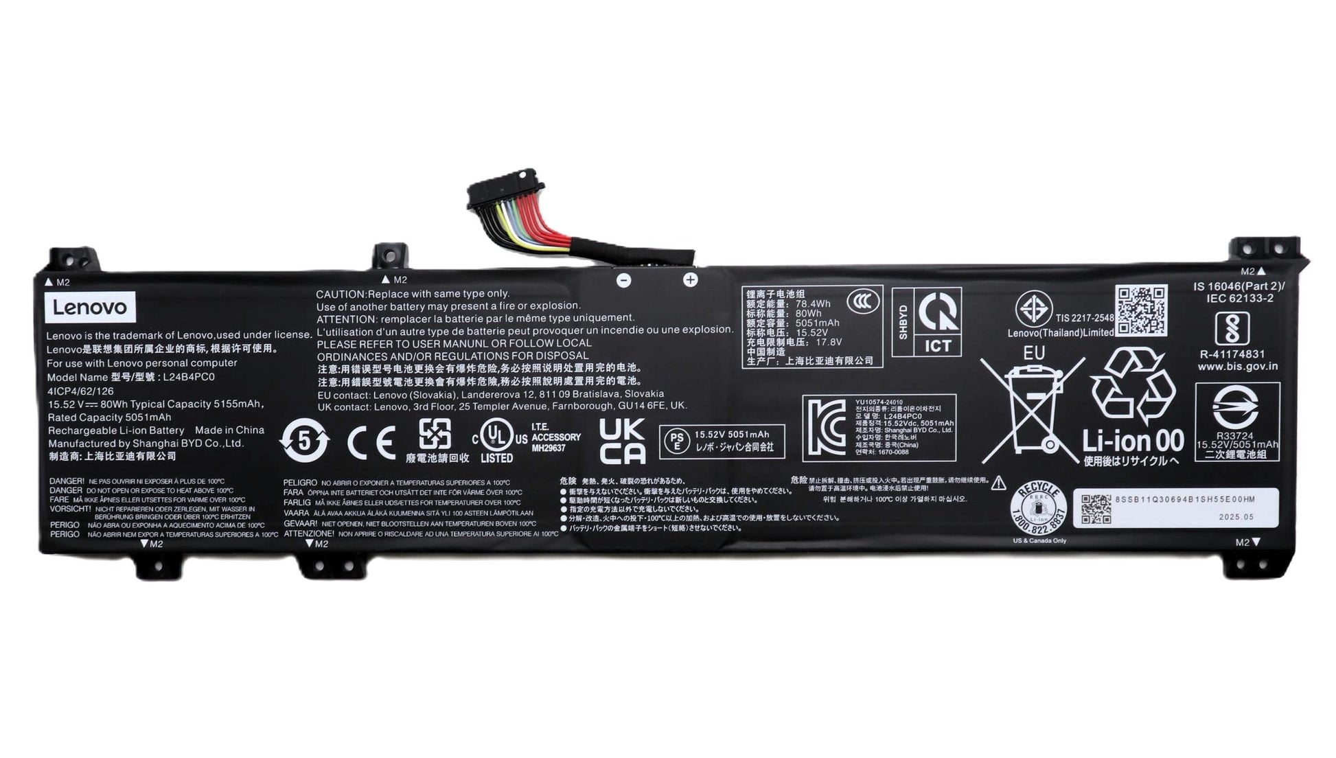 New Genuine Laptop Battery Pack for Lenovo Legion 9 18IAX10 83EY Lenovo Legion Pro 7 Gen 10 G10 83F5 Legion Pro 7 16AFR10H 83RU L24B4PC0 L24D4PC0 L24N4PC0 L24X4PC0 5B11Q30687 5B11Q30689 5B11Q30691 5B11Q30692 Original Battery Pack 15.52V 80Wh 5155mAh 4-Cell
