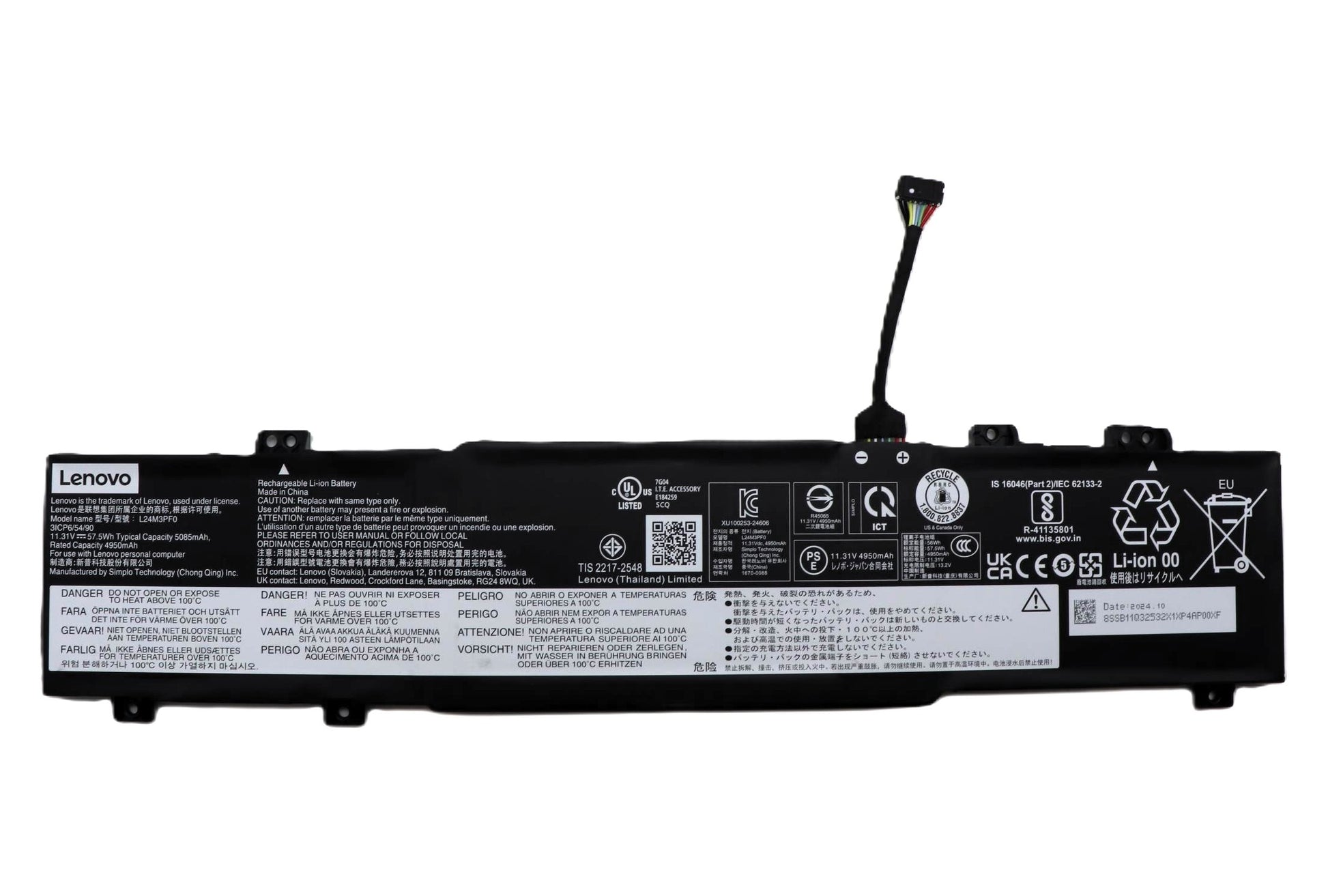 New Genuine Laptop Battery Pack for Lenovo IdeaPad Slim 3-14ITN9 83L6 3-15ITN9 83L7 LOQ 15ARP10E 83S0 15IAX9E 83LK L24D3PF0 L24B3PF0 L24M3PF0 SB11Q32530 5B11Q32531 SB11Q32533 5B11Q32534 SB11Q32532 5B11Q32535 Original 11.31V 57.5Wh 5085mAh 3-Cell