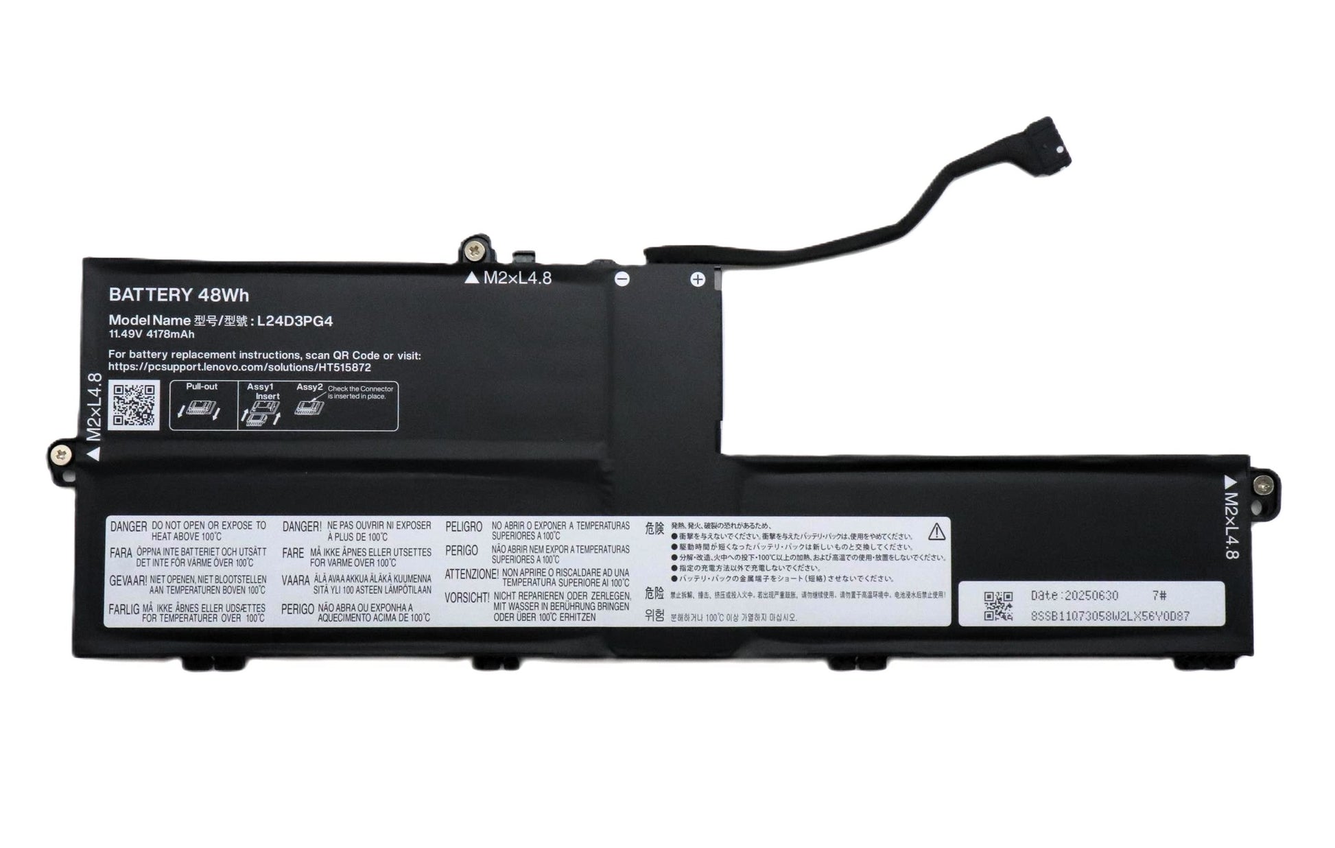 Lenovo Laptop Battery for J13 IRL 83NV ThinkPad E16 Gen 3 G3 21SR 21SS 21ST 21SU 21TF 21TG ThinkPad E14 Gen 7 G7 21SX 21SY 21T0 21T1 21T9 21TA 21U2 21U3 L24D3PG4 L24X3PG3 SB11Q73058 5B11Q73056 SB11Q73061 5B11Q73050 SB11Q73051 5B11Q73057 SB11Q73063 5B11Q73053 New Genuine Original Battery Pack 11.49V 48Wh 4178mAh 3-Cell