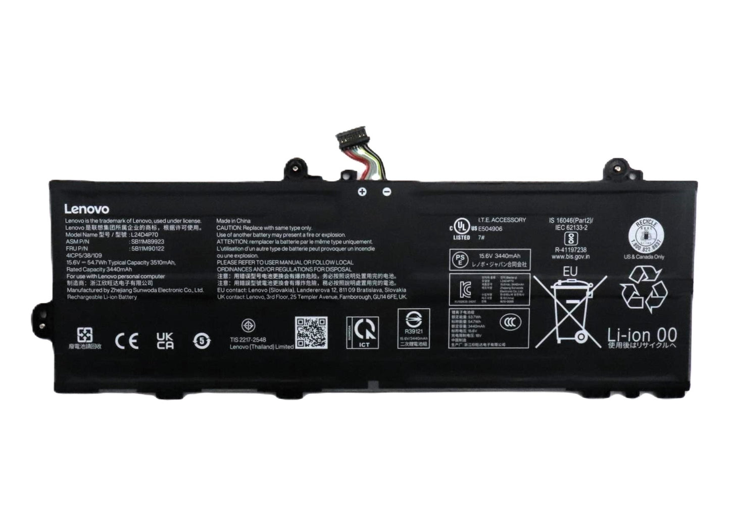 New Genuine Laptop Battery Pack for Lenovo ThinkPad X13 Gen 6 G6 21RK 21RL 21RM 21RN 13w 2-in-1 Gen 3 G3 83M9 83MA L24D4P70 L24B4P70 L24M4P71 SB11M89925 5B11M90124 SB11M89923 5B11M90122 SB11M89924 5B11M90123 Original Battery Pack 15.6V 54.7Wh 3510mAh 4-Cell