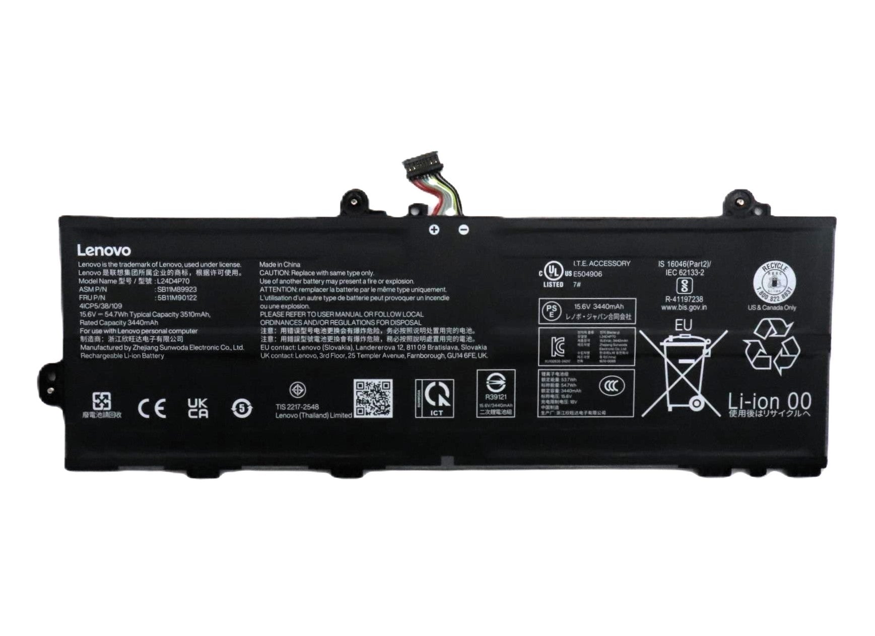 New Genuine Laptop Battery Pack for Lenovo ThinkPad X13 Gen 6 G6 21RK 21RL 21RM 21RN 13w 2-in-1 Gen 3 G3 83M9 83MA L24D4P70 L24B4P70 L24M4P71 SB11M89925 5B11M90124 SB11M89923 5B11M90122 SB11M89924 5B11M90123 Original Battery Pack 15.6V 54.7Wh 3510mAh 4-Cell