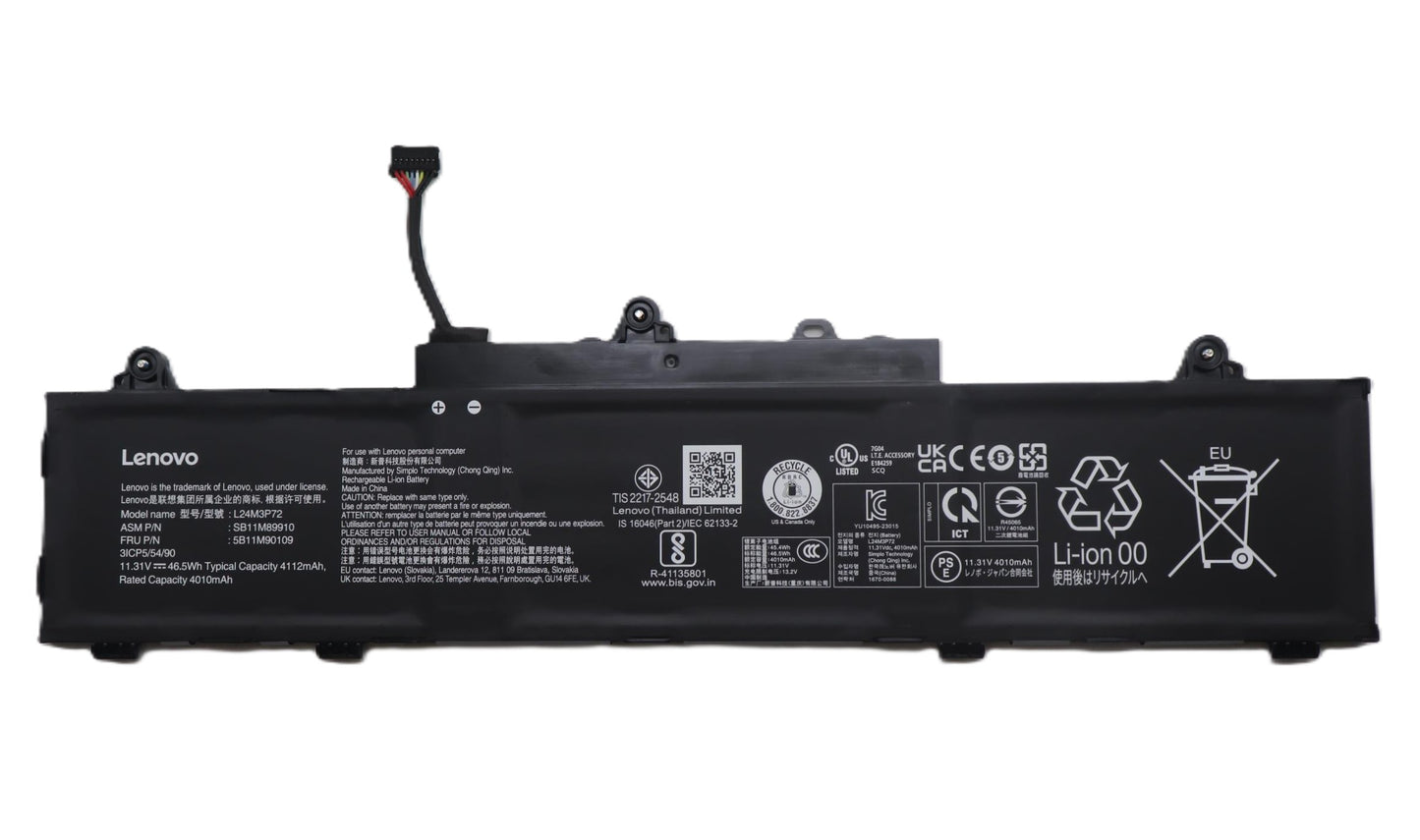 Lenovo Laptop Battery for ThinkPad L14 Gen 6 G6 21S6 21S7 21S8 21S9 21SE 21SF ThinkPad L16 Gen 2 G2 21RH 21RJ 21SA 21SB 21SC 21SD L24M3P72 L24D3P74 5B11M90109 New Genuine Original Battery Pack 46.5Wh 4112mAh 3-Cell