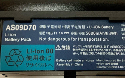 Acer AS09D70 Battery Pack Aspire 5538G 8371G 8571G eMachines D525 D725 AS09D31 AS09D36 AS09D41