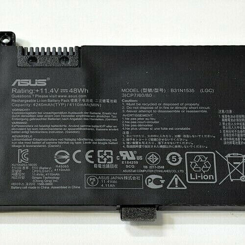 ASUNCELL Batteria B31N1535 11.4V 48Wh Per Asus ZenBook UX310 E UX410 – Sostituto Originale, 3ICP7/60/80, 500 Cicli, 266g
