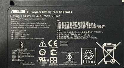 ASUS C42-UX51 New Battery UX51 UX51V UX51VZ U500 U500V U500VZ U500VZA 0B200-00130000 0B200-00130100