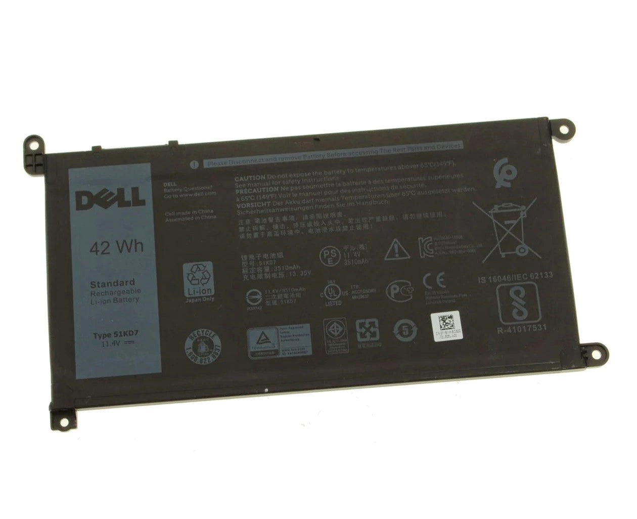 Dell 51KD7 New Genuine Battery 42Wh Chromebook 11 3100 3180 3181 5190 FY8XM J0PGR K5XWW Y07HK YWD3C