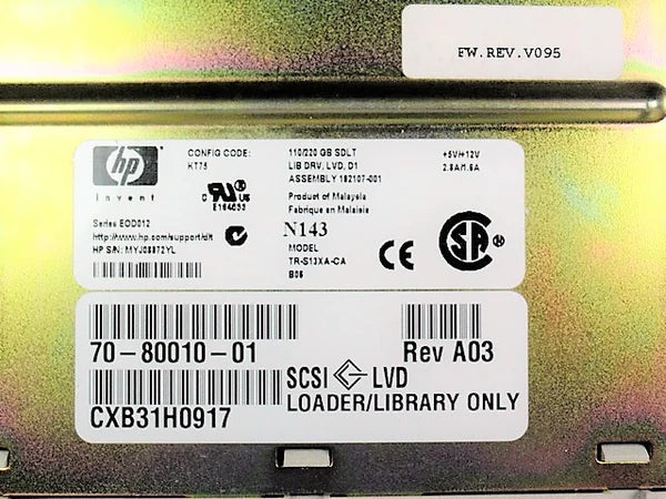 HP 233125-002 SDLT Tape Drive 110/220GB Loader TR-S13XA-CA 192107-001