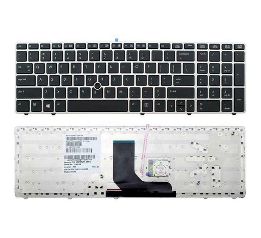 HP Laptop Keyboard US English with Silver Frame and Pointer with EliteBook 8560P ProBook 6560 6560B 6565B 6570B 6575B 641181-001 638510-001 701986-001 NSK-HX201 SG-39200-XUA 55010KT00-289-G 641179-001 New